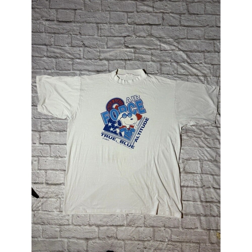 Vtg Snoopy Graphic Tee Air force Schulz T Shirt Size XXL Single stitch usaf 70s